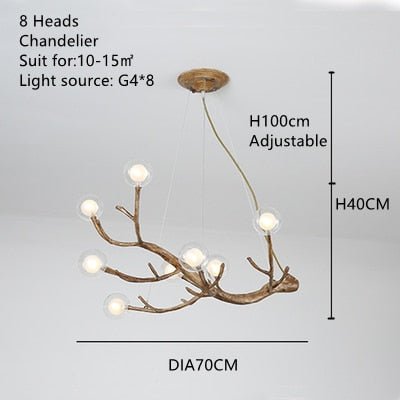 Tree Branch Glass Bubble Led Pendant Chandelier - Querencian