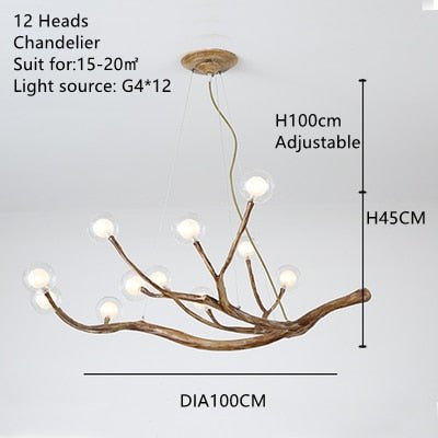 Tree Branch Glass Bubble Led Pendant Chandelier - Querencian