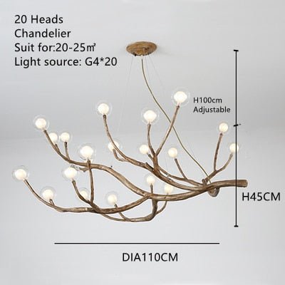 Tree Branch Glass Bubble Led Pendant Chandelier - Querencian
