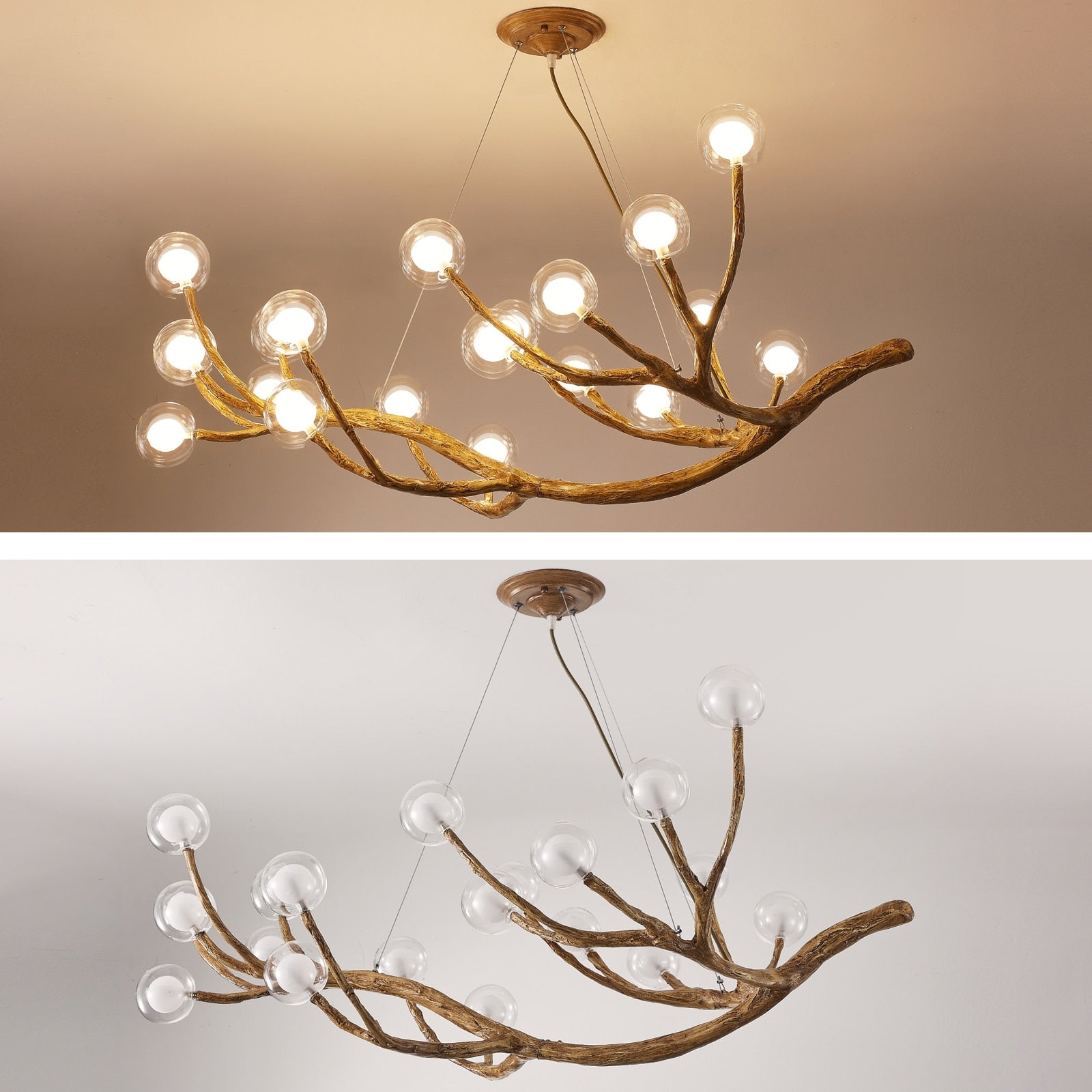 Tree Branch Glass Bubble Led Pendant Chandelier - Querencian