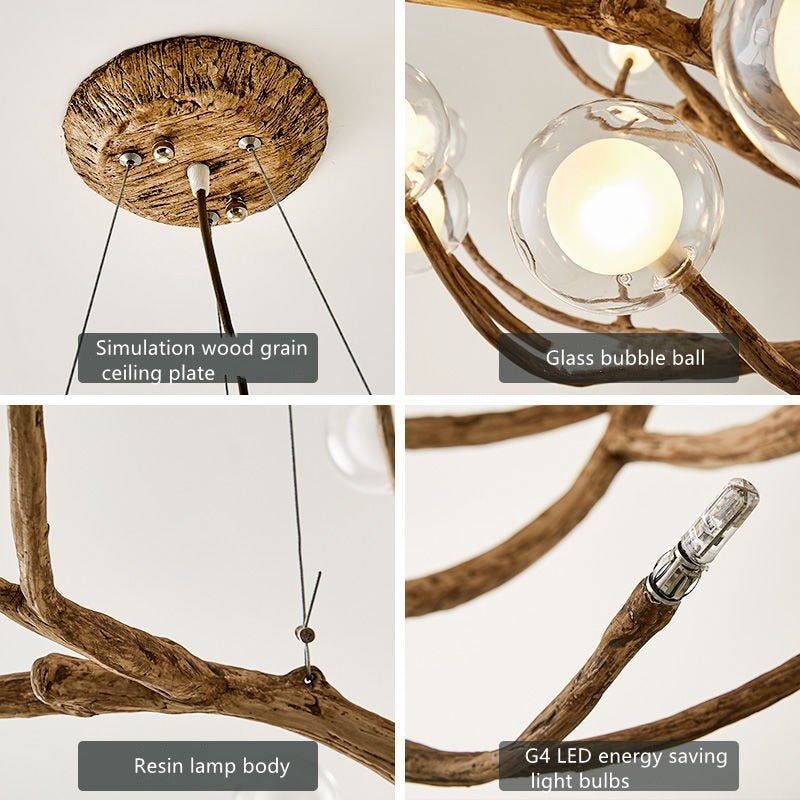 Tree Branch Glass Bubble Led Pendant Chandelier - Querencian
