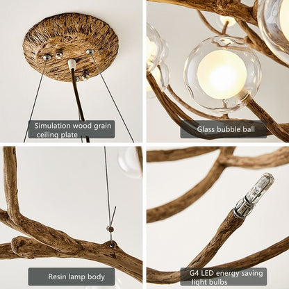 Tree Branch Glass Bubble Led Pendant Chandelier - Querencian