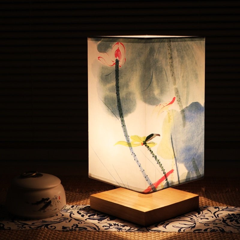 Vintage Chinese Style Landscape Painting Table Lamp - Querencian