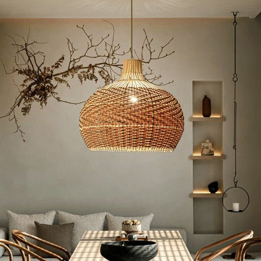 Vintage Color Matching Rattan Pendant Light Fixtures - Querencian