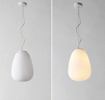White Glass Whorls Cocoon Pendant Light Hanging Lamp - Querencian
