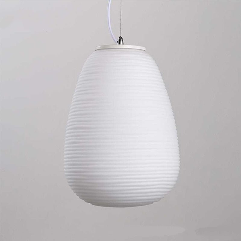 White Glass Whorls Cocoon Pendant Light Hanging Lamp - Querencian