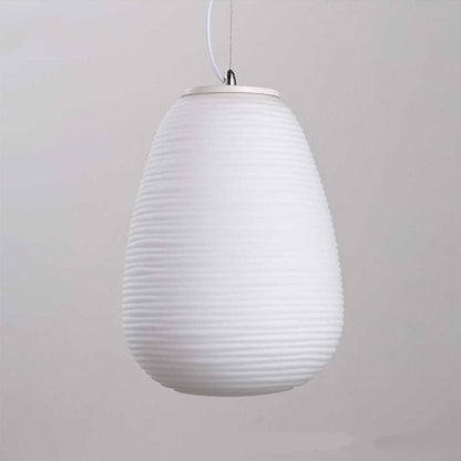White Glass Whorls Cocoon Pendant Light Hanging Lamp - Querencian