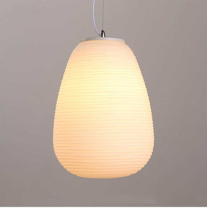 White Glass Whorls Cocoon Pendant Light Hanging Lamp - Querencian