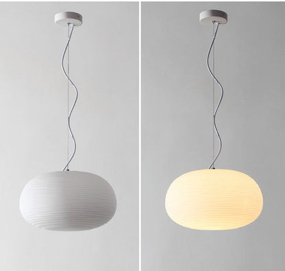 White Glass Whorls Cocoon Pendant Light Hanging Lamp - Querencian