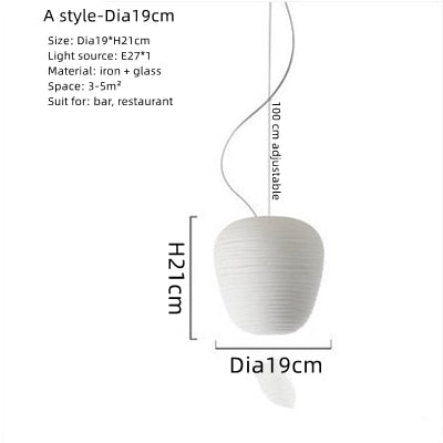 White Glass Whorls Cocoon Pendant Light Hanging Lamp - Querencian