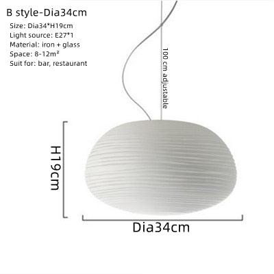 White Glass Whorls Cocoon Pendant Light Hanging Lamp - Querencian