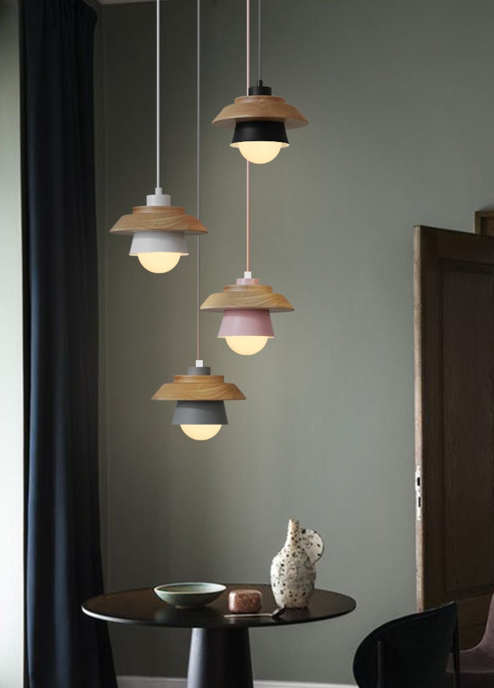 Wood Macaron Colorful Pendant Lights - Querencian