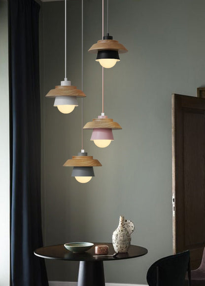 Wood Macaron Colorful Pendant Lights - Querencian