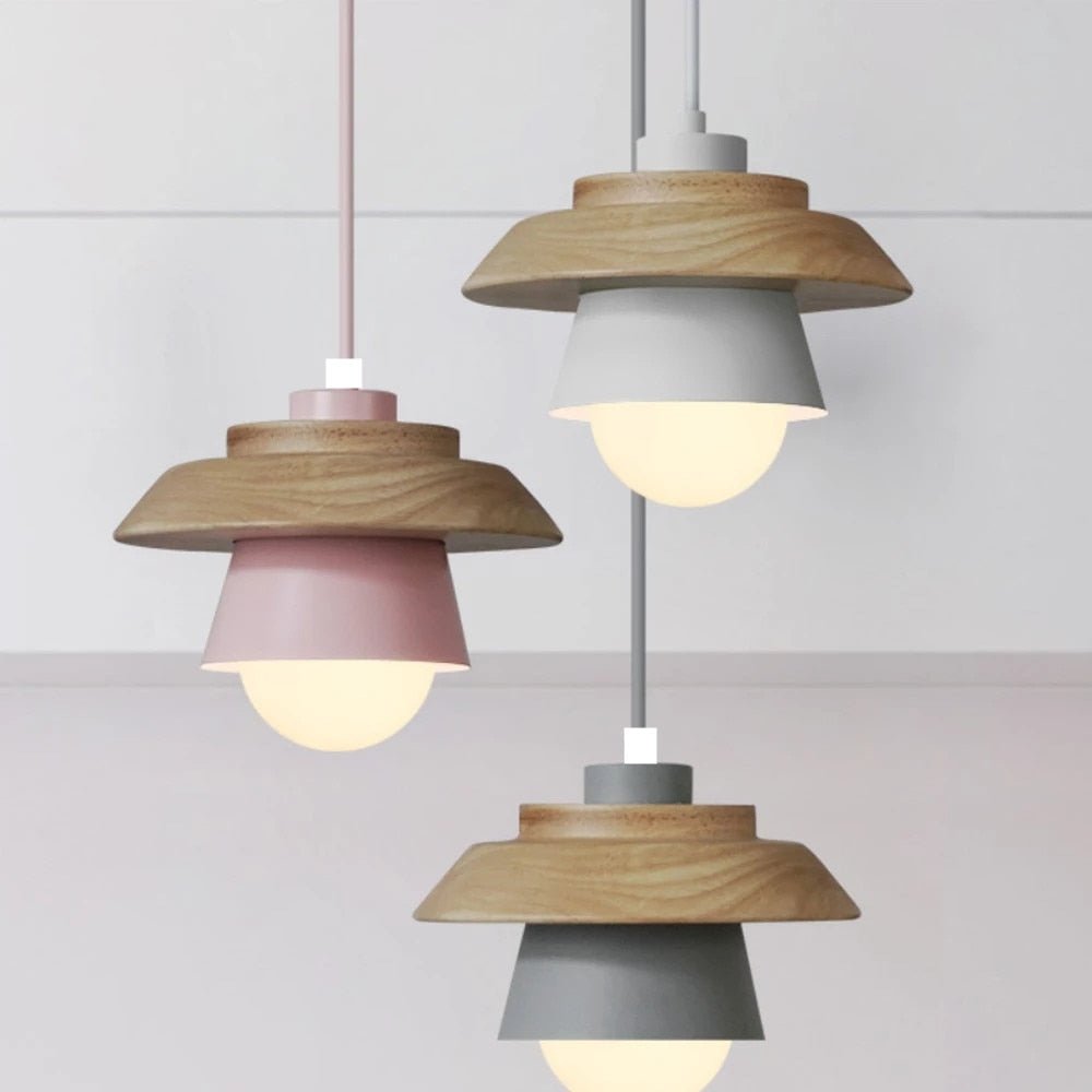 Wood Macaron Colorful Pendant Lights - Querencian