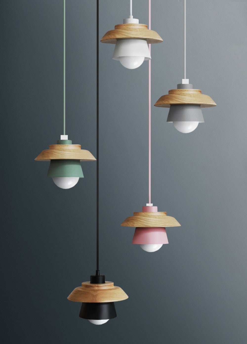 Wood Macaron Colorful Pendant Lights - Querencian