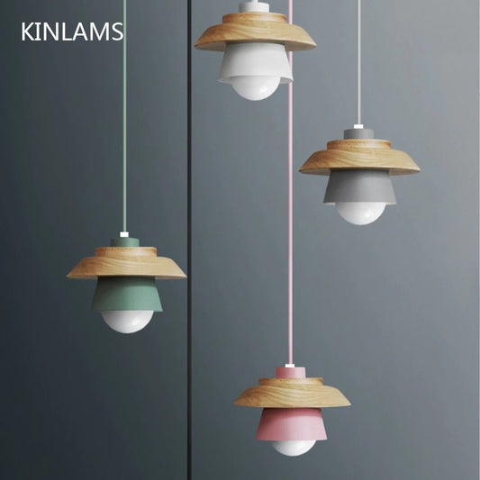 Wood Macaron Colorful Pendant Lights - Querencian