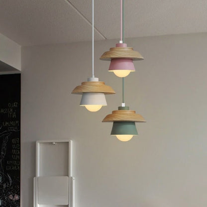 Wood Macaron Colorful Pendant Lights - Querencian