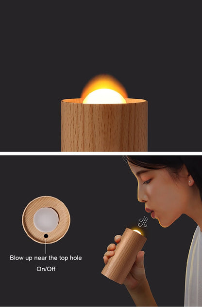 Wooden Air blowing induction candle night lamp - Querencian